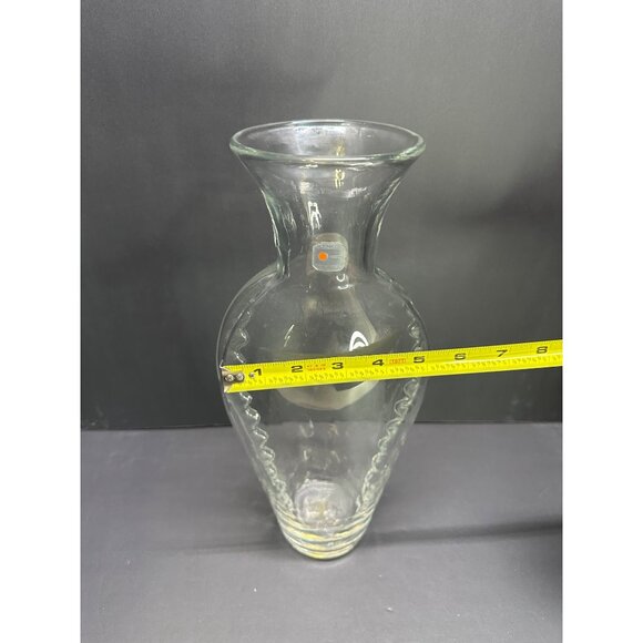 Vintage Blenko Glass Crystal (Clear) 13.5” Tall Vase Ribbed Design W/label - Picture 7 of 7